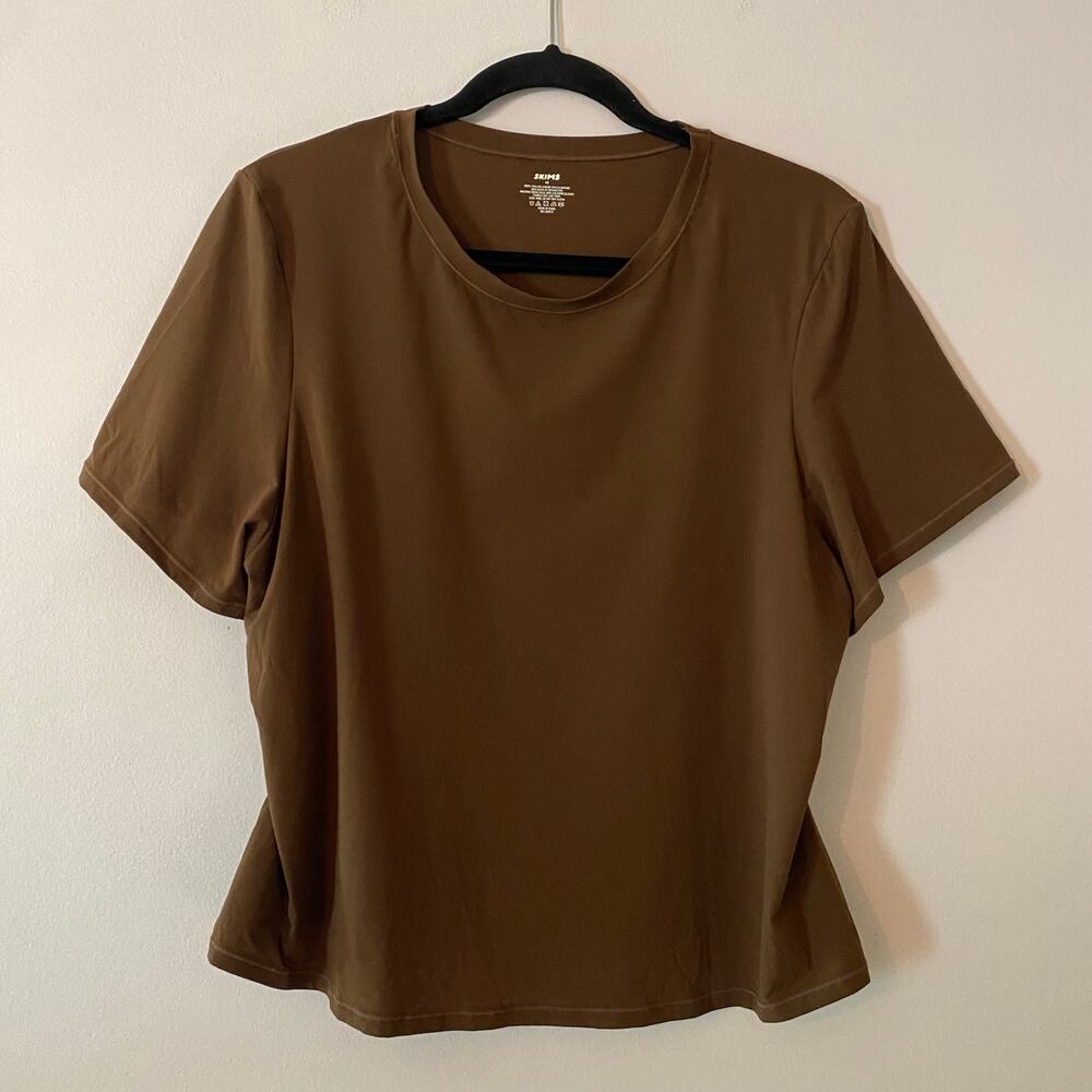Skims Chocolate Brown Stretchy Short Sleeve Crewneck Shirt Loungewear Women's 4X